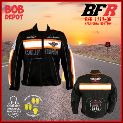 Manteau de Moto ROUTE 66 CALIFORNIA EDITION - Noir/Orange