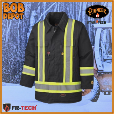 Manteau (Parka) de Travail 3/4 Ignifuge FR - Noir/Hi-Viz