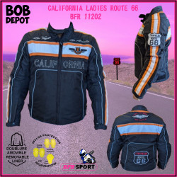 Manteau de Moto CALIFORNIA LADIES ROUTE 66  - Noir/Orange
