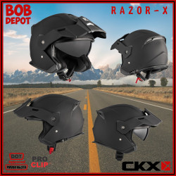 Casque de Moto Ouvert RAZOR X Solid - Noir Mat