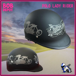 Demi-Casque de Moto Polo GREY LADY RIDER - Noir Mat/Gris