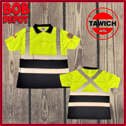 Chandail Manches Courtes avec Collet - Jaune/Noir/Hi-Viz