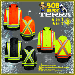 Manteau 6 en 1 Doublée Style Bomber - Hi-Viz