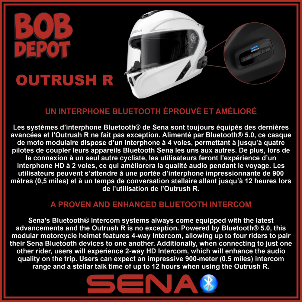 Casque moto scooter modulable SENA Outrush r Bluetooth casque avec