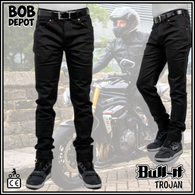 Jeans de Moto TROJAN Coupe Décontractée  - Denin Noir