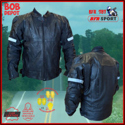 Manteau de Motard en Cuir avec Protection.