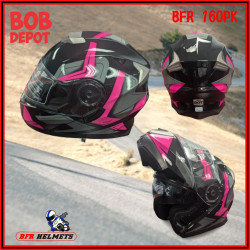Casque de Moto Modulaire  Pink Graphic - Noir/Rose