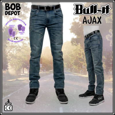 Jeans de Moto AJAX Coupe Droite - Bleu