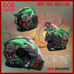 0Casque de Moto Modulaire WOLF GREEN DESING