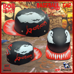 Demi-casque de Moto BASEBALL CAP VINTAGE - Noir/Rouge