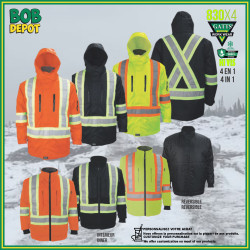 Manteaux de Travail 4 en 1avec Doublure Réversible - Hi-Viz