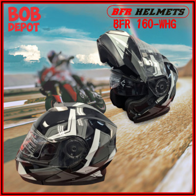 Casque de Moto Modulaire - Blanc Graphic