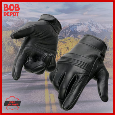 Gants de Motard en Cuir avec Protection & Gel
