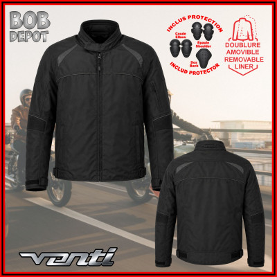 Manteau de Moto VENTI CORTA Imperméable - Noir