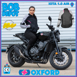 Manteaux de Moto IOTA  AIR 1.0 - Noir/Gris/Rose