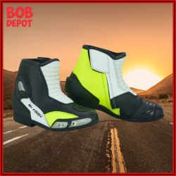 Bottes de Moto Haute en Cuir Lacé Classique