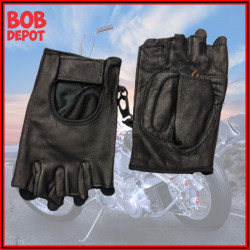Gant pour Motard Demi-Doigts en Cuir avec Gel