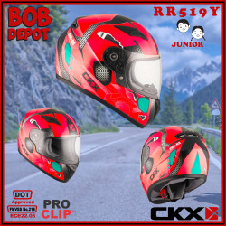 Casque de Moto Intégral RR519Y COSMOS Junior - Rouge Mat