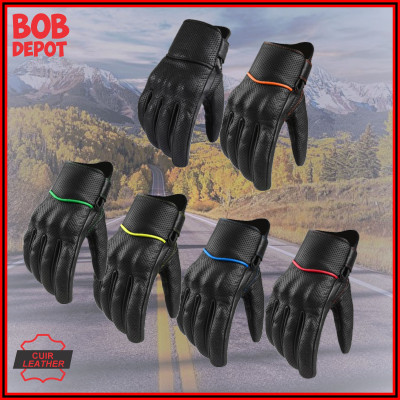 Gants de Moto en Cuir Mesh avec Protection