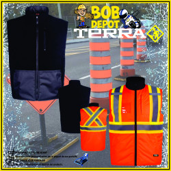 Veste Sans-Manches Doublée & Réversible - Noir/Orange Hi-Viz