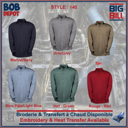 Chemise de Travail en popline Manches Longues - Boutons