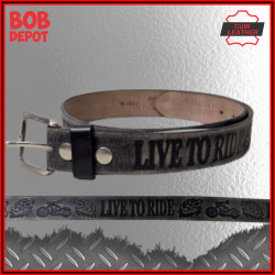 Ceinture en Cuir «LIVE TO RIDE» - Noir Antique