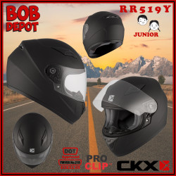 Casque de Moto Intégral RR519Y Junior Solid - Noir Mat