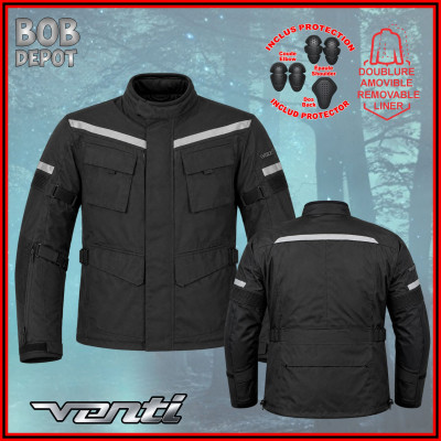 Manteau de Moto ADVENTURA Imperméable - Noir