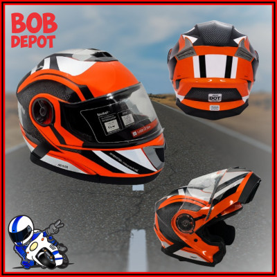 Casque de Moto Modulaire Orange Graphic