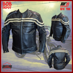 Manteau de Motard en Cuir Style Vintage avec Protection.