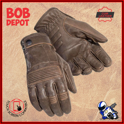 Gants Moto Vintage en Cuir Brun avec Protection
