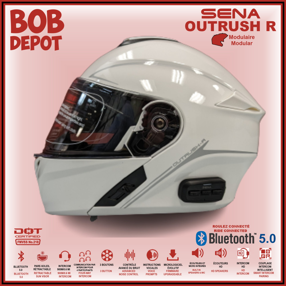 Casque moto scooter modulable SENA Outrush r Bluetooth casque avec systeme  de comunication intégré