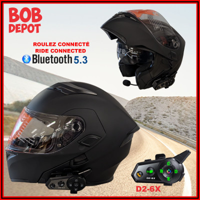Casque de Moto Modulaire avec Systeme de Communication D2-6X