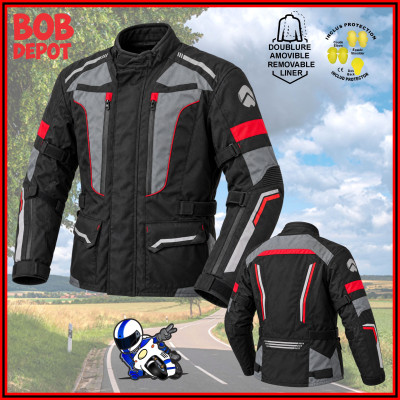 Manteau de Moto  - Noir/Gris/Rouge