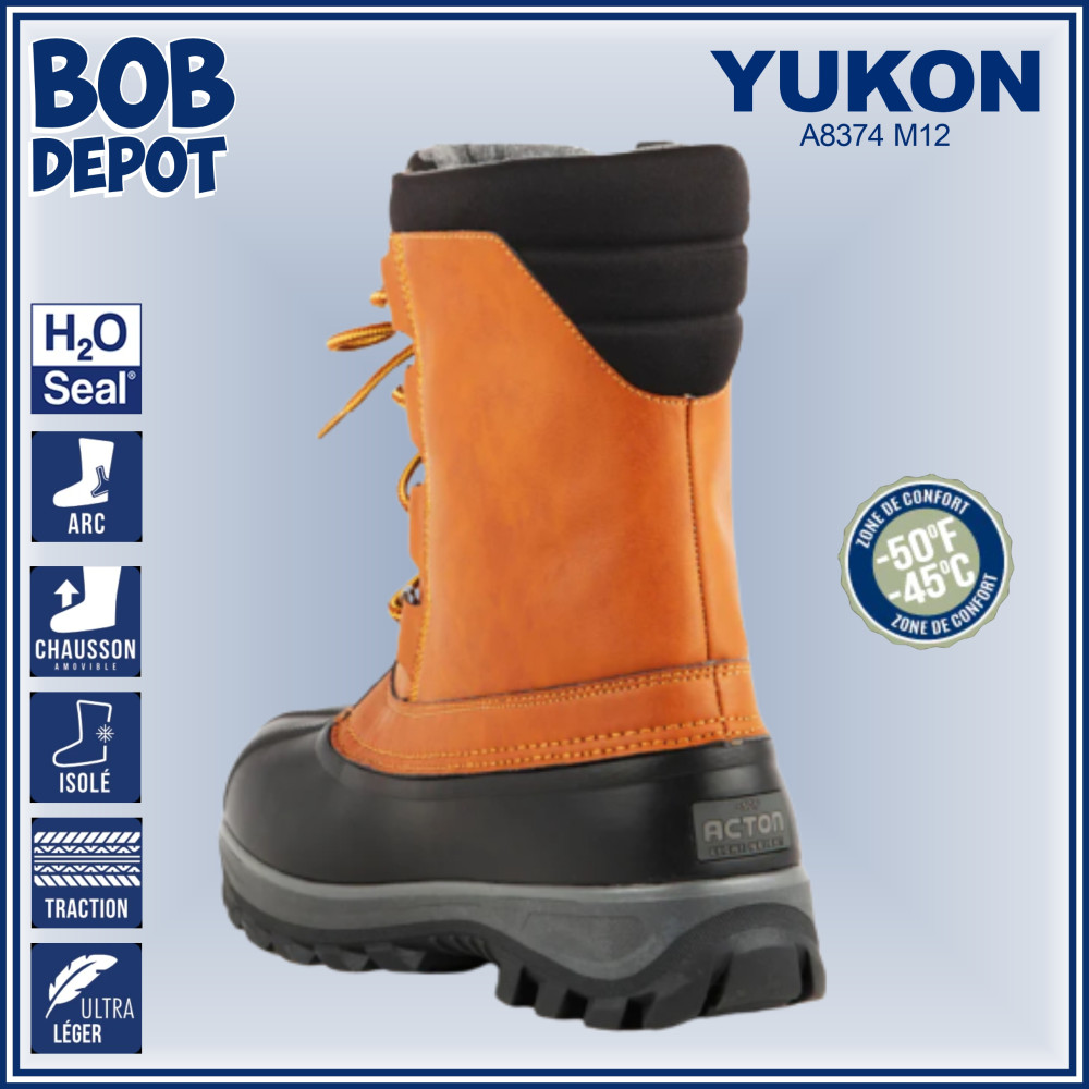 Bottes d Hiver YUKON avec Feutre Amovible Tan