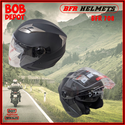 Casque de Moto Visage Ouvert - Noir Mat