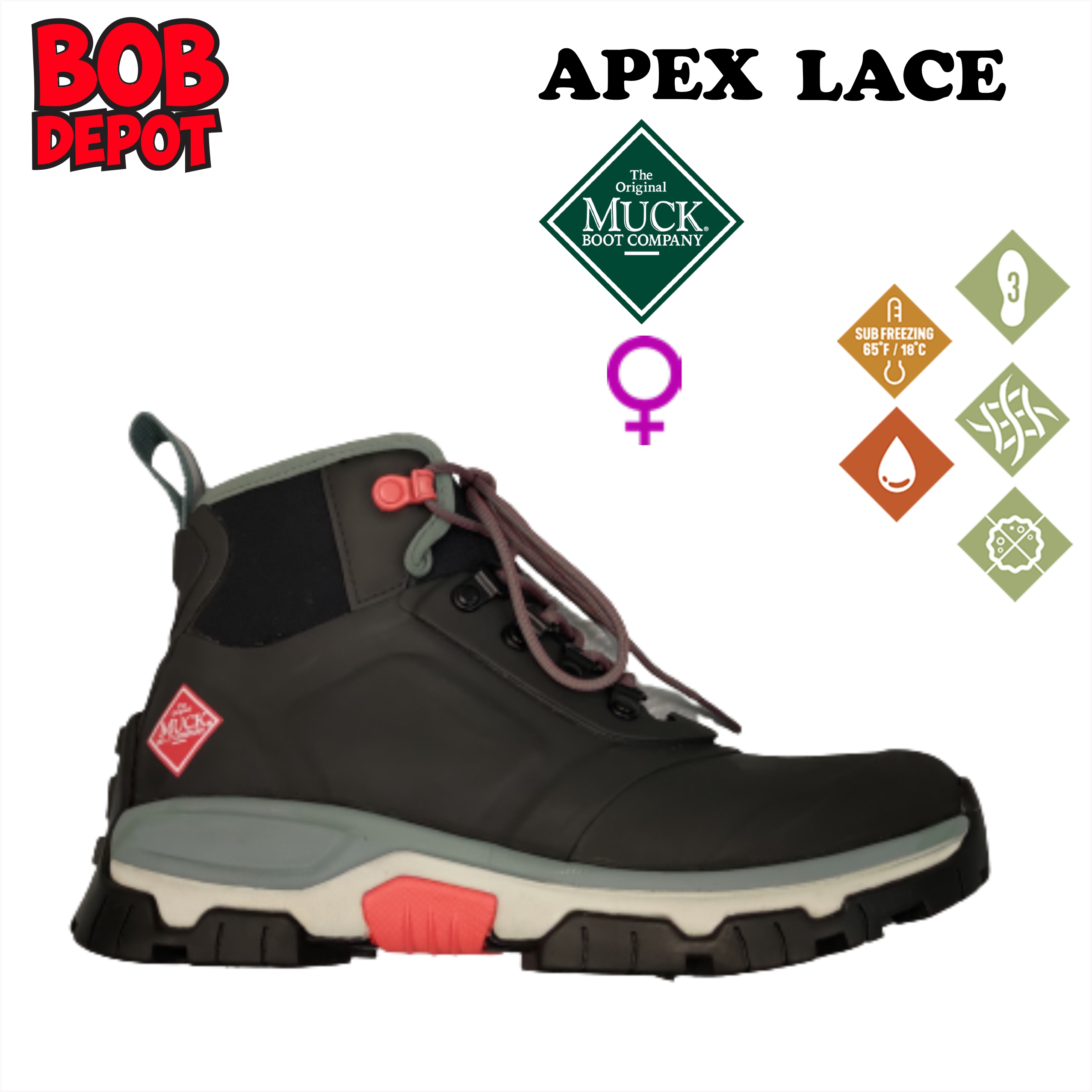 Chaussures APEX LACE Mi-Haute à Lacets - Noir