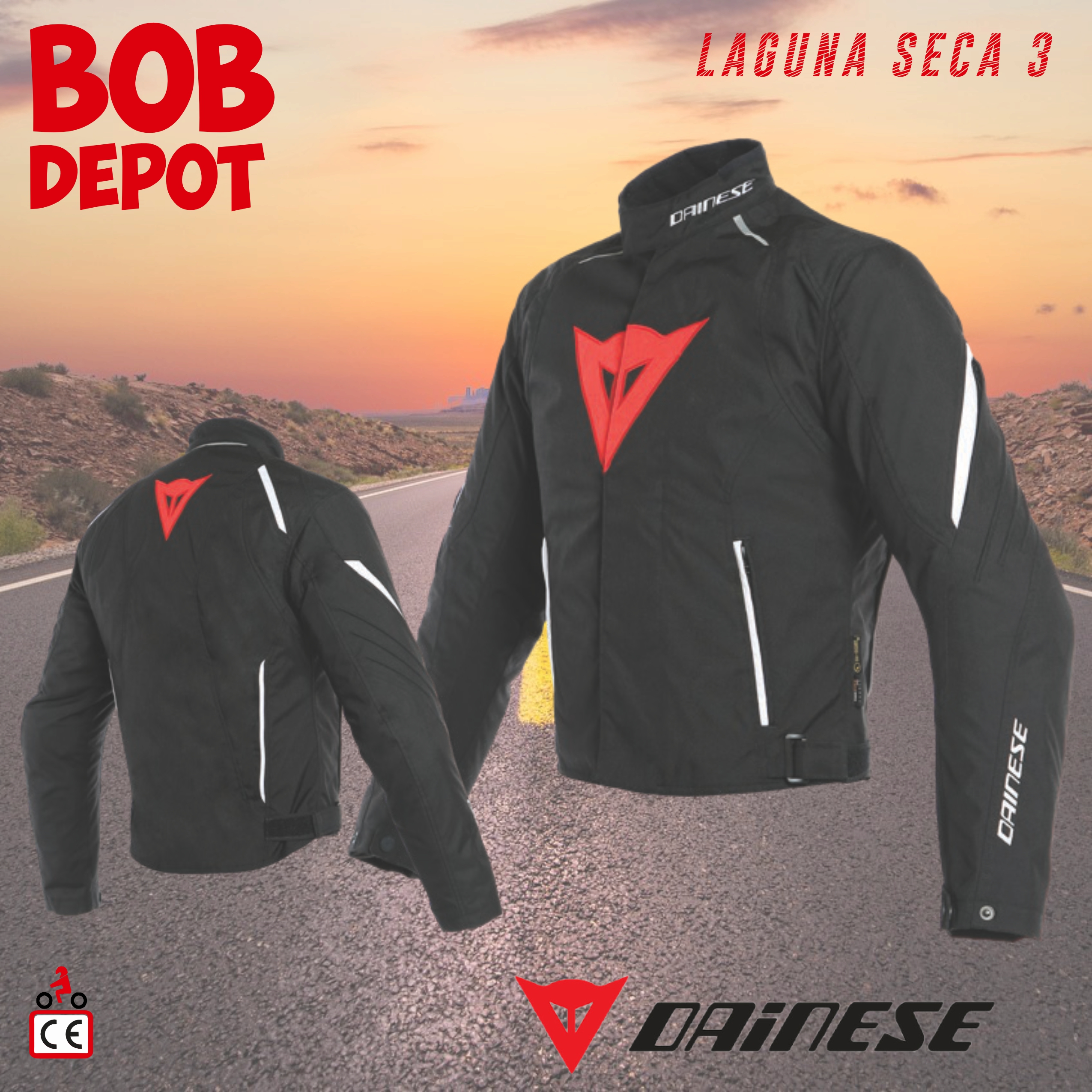 Manteau de Moto LAGUNA SECA 3 D-DRY® - Noir/Rouge/Blanc