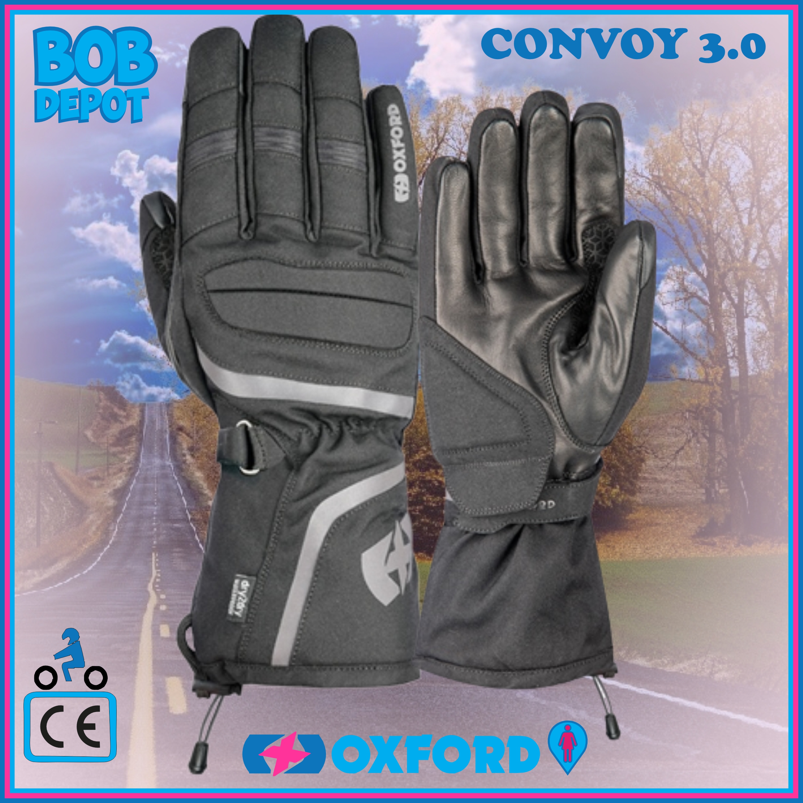 Gants de Moto CONVOY 3.0 WS DRY2DRY™ - Noir