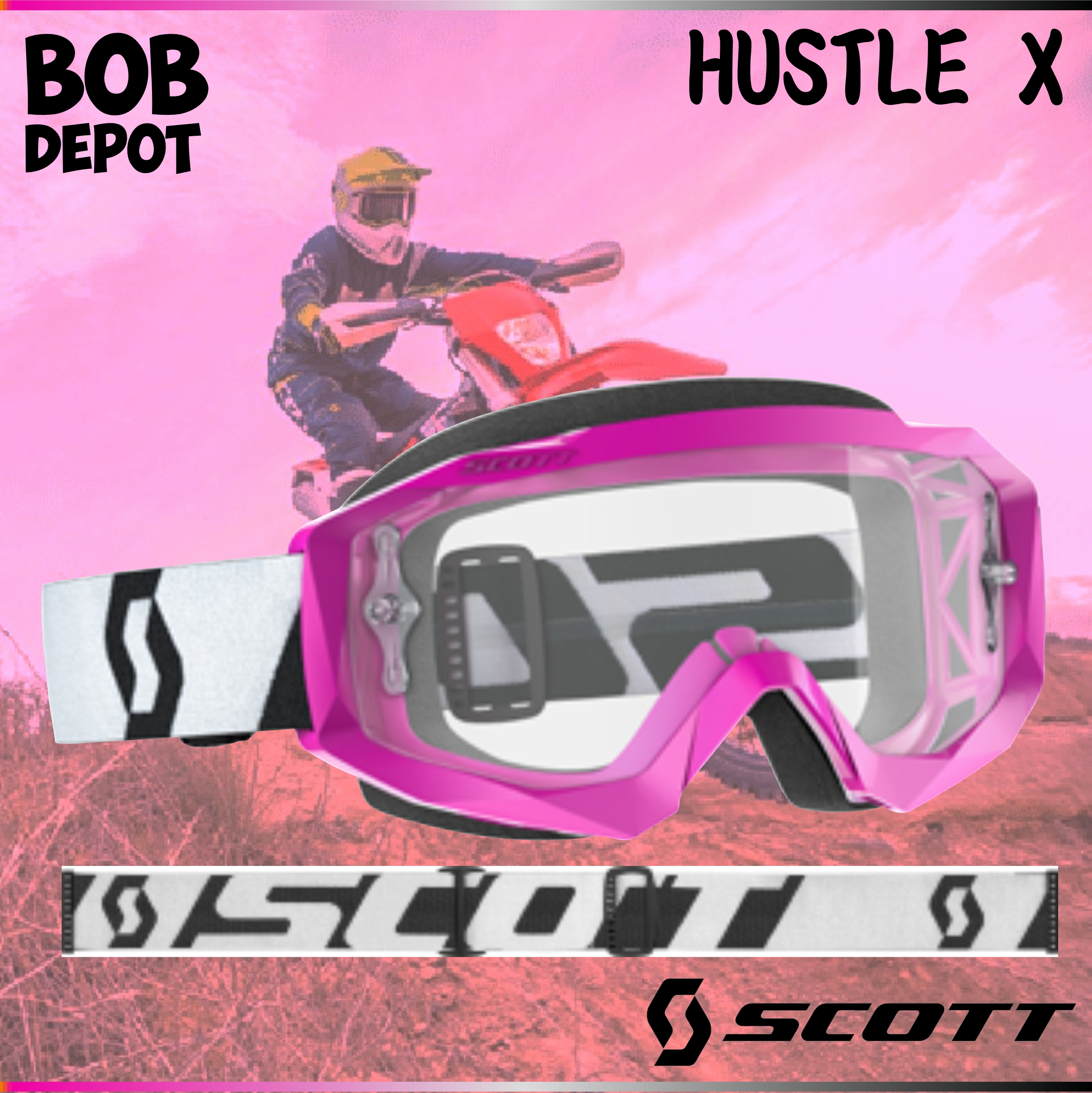 Lunettes/Goggles HUSTLE X - Rose & Noir/Clair