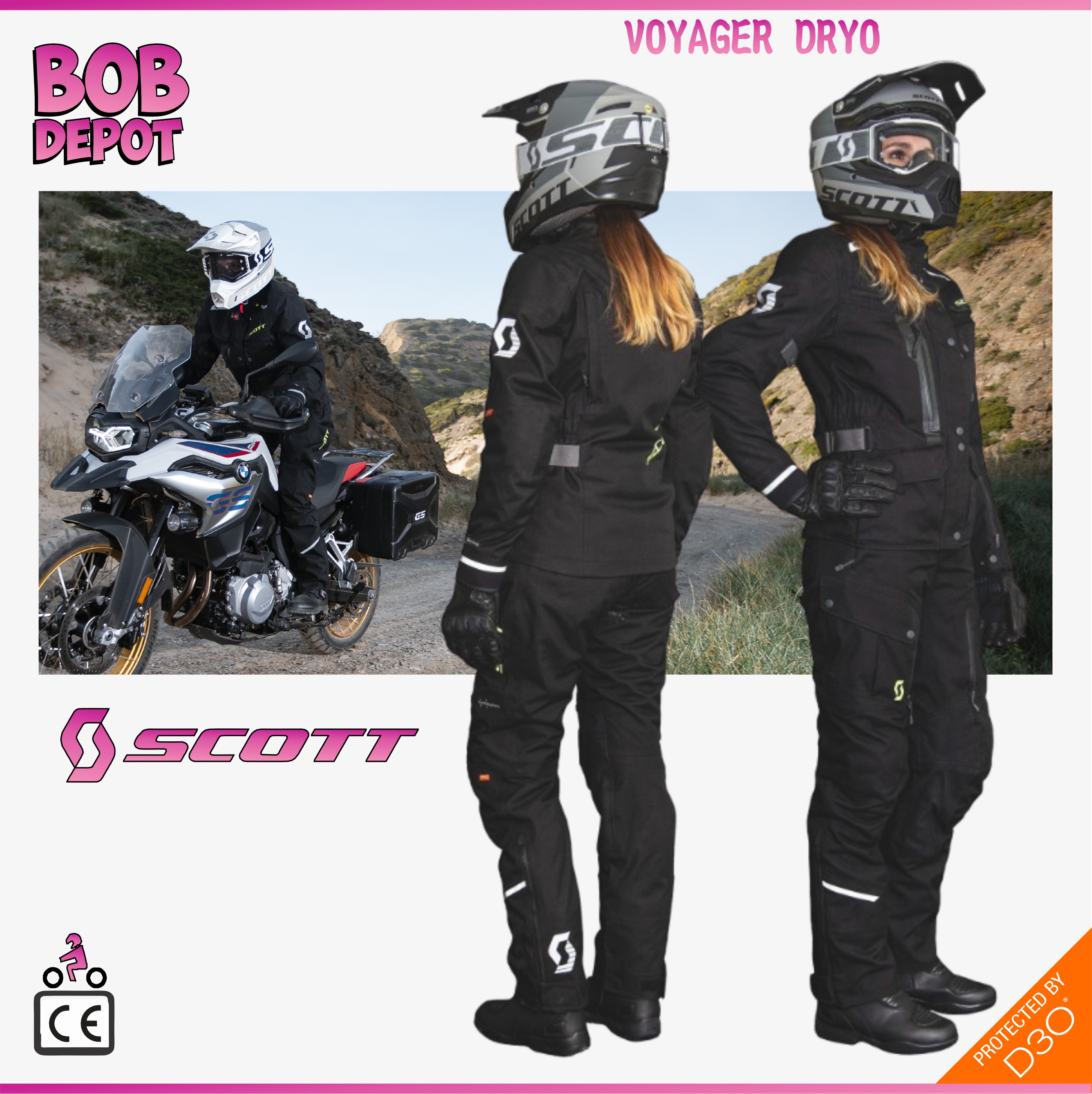 Manteau de Moto VOYAGER DRYO - Noir